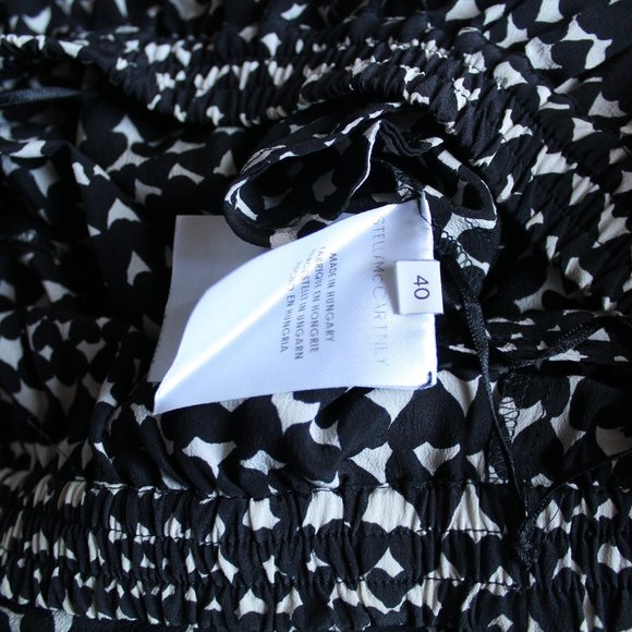 Stella McCartney Heart Print Silk Pants Black White Size 40 - Picture 7 of 13